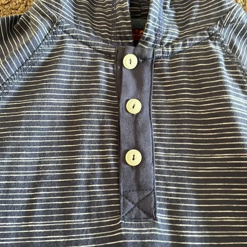 74AMK Boys Blue & White Striped Hooded L/S Shirt